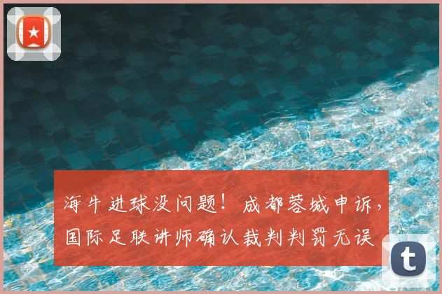 海牛进球没问题！成都蓉城申诉，国际足联讲师确认裁判判罚无误